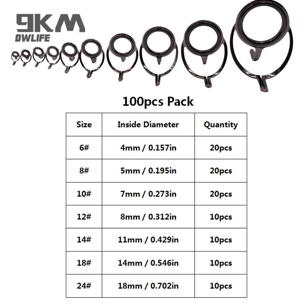 Fishing Rod Guide 50~120Pcs Stainless Steel Ceramics Rings Rod Repair Kit Spinning Casting Mixed Size Replacement Accessories