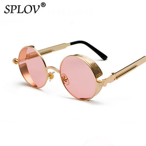 SPLOV Vintage Round Polarized Sunglasses Retro Steampunk Sun Glasses for Men Women Small Metal Circle Driving Glasses UV400
