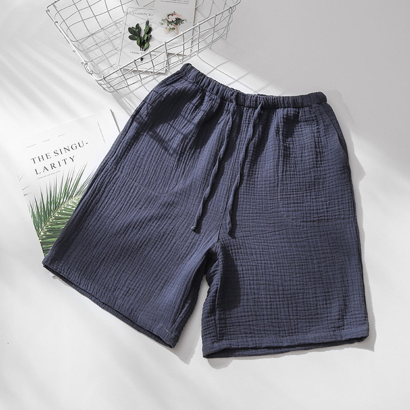 Summer Couple Sleep Pants Cotton Crepe Nightwear for Men and Women Pajama Shorts Elastic Waist Sleep Bottoms Sleeping Shorts