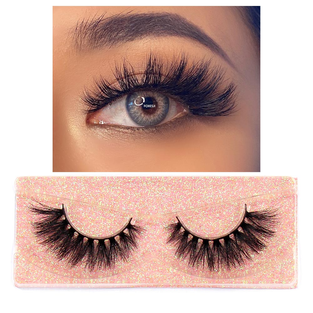 FOXESJI Makeup Eyelashes 3D Mink Lashes Fluffy Soft Wispy Natural Cross Lash Extension Reusable Fake Lashes Mink False Eyelashes