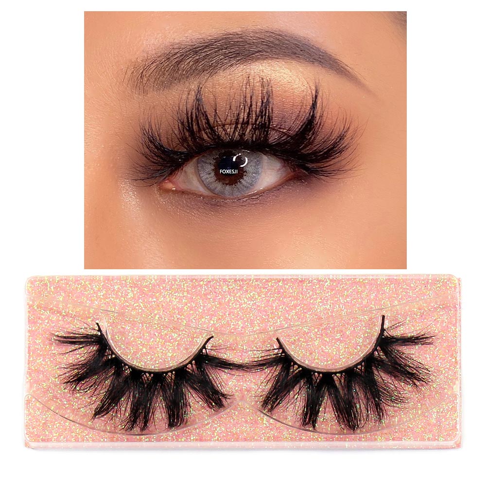 FOXESJI Makeup Eyelashes 3D Mink Lashes Fluffy Soft Wispy Natural Cross Lash Extension Reusable Fake Lashes Mink False Eyelashes