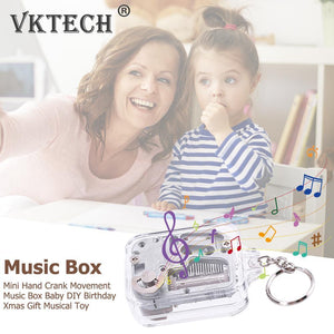 Kids 18 Tones DIY Music Box Movement Keychain Toys Baby Handy Crank Musical Instrument Toy for Baby Birthday Gifts