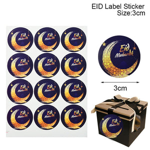 60/120pcs Ramadan EID Mubarak Decorations Paper Sticker Gift Lable Seal Sticker Islamic Muslim Eid al-fitr Decoration Supplies