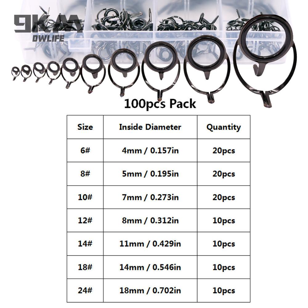 Fishing Rod Guide 50~120Pcs Stainless Steel Ceramics Rings Rod Repair Kit Spinning Casting Mixed Size Replacement Accessories