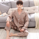 Luxury Pajama suit Satin Silk Pajamas Sets Couple Sleepwear Family Pijama Lover Night Suit Men &amp; Women Casual Home Clothing