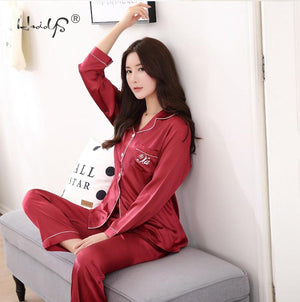 Luxury Pajama suit Satin Silk Pajamas Sets Couple Sleepwear Family Pijama Lover Night Suit Men &amp; Women Casual Home Clothing