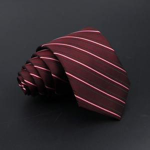 Classic Tie For Men Business Solid Color Stripe Plaid Dots 7cm Jacquard Wedding Dress Necktie Daily Wear Cravat Accessories Gift
