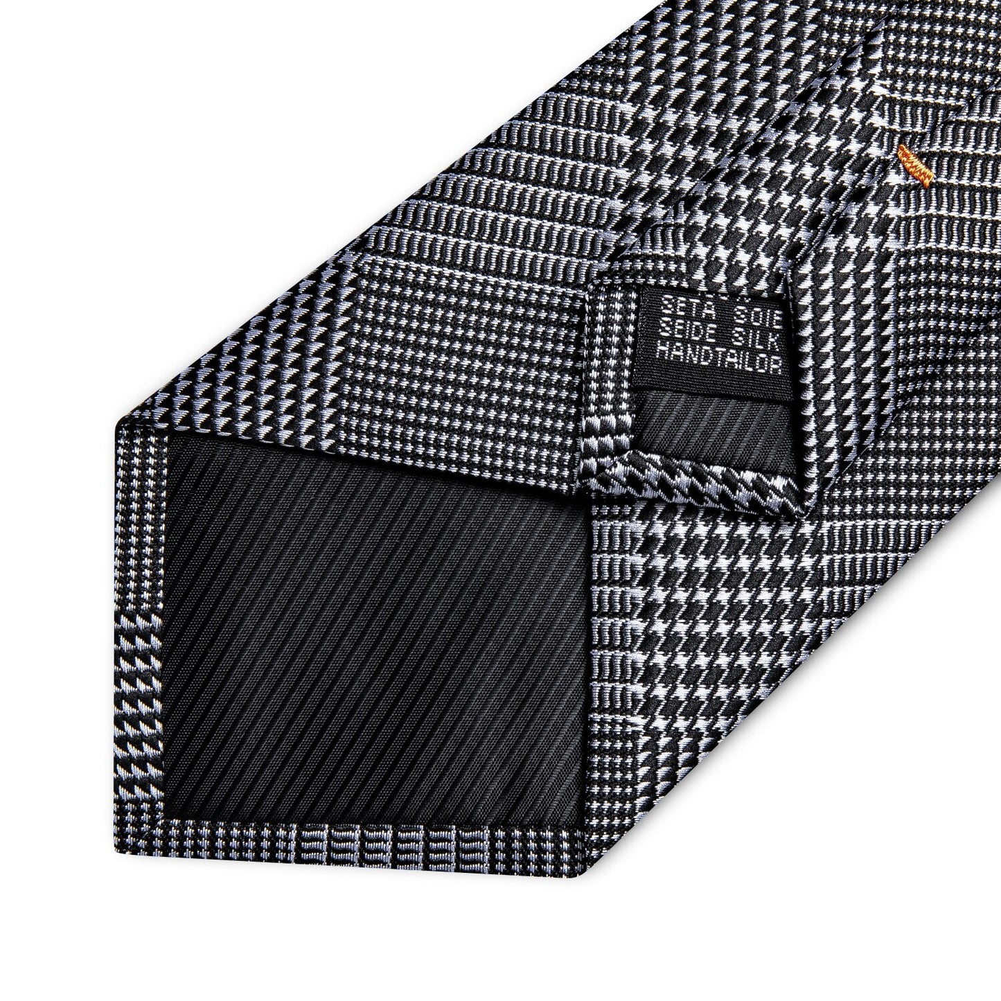 Houndstooth Black Silver Gold Blue Pink Luxury Silk Ties For Men 8cm Business Wedding Neck Tie Set Handkerchief Men's Gift