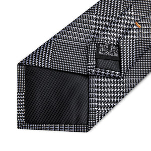 Houndstooth Black Silver Gold Blue Pink Luxury Silk Ties For Men 8cm Business Wedding Neck Tie Set Handkerchief Men&#39;s Gift