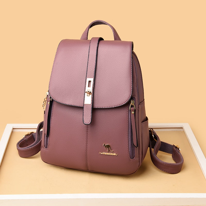 Winter 2021 Women Leather Backpacks Fashion Shoulder Bags Female Backpack Ladies Travel Backpack Mochilas School Bags For Girls