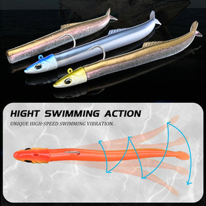 BLUX FLASH SAND EEL 14G/27G Soft Fishing Lure Tail Jig Head Hook Minnow Artificial Bait Saltwater Sea Bass Swimbait Tackle Gear