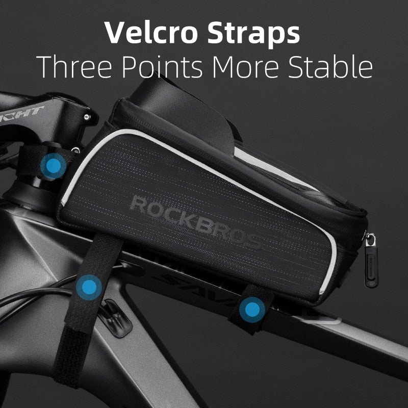 ROCKBROS Bike Bag Front Phone Bicycle Bag For Bicycle Tube Waterproof Touch Screen Saddle Package For 6.5Inch Bike Accessories