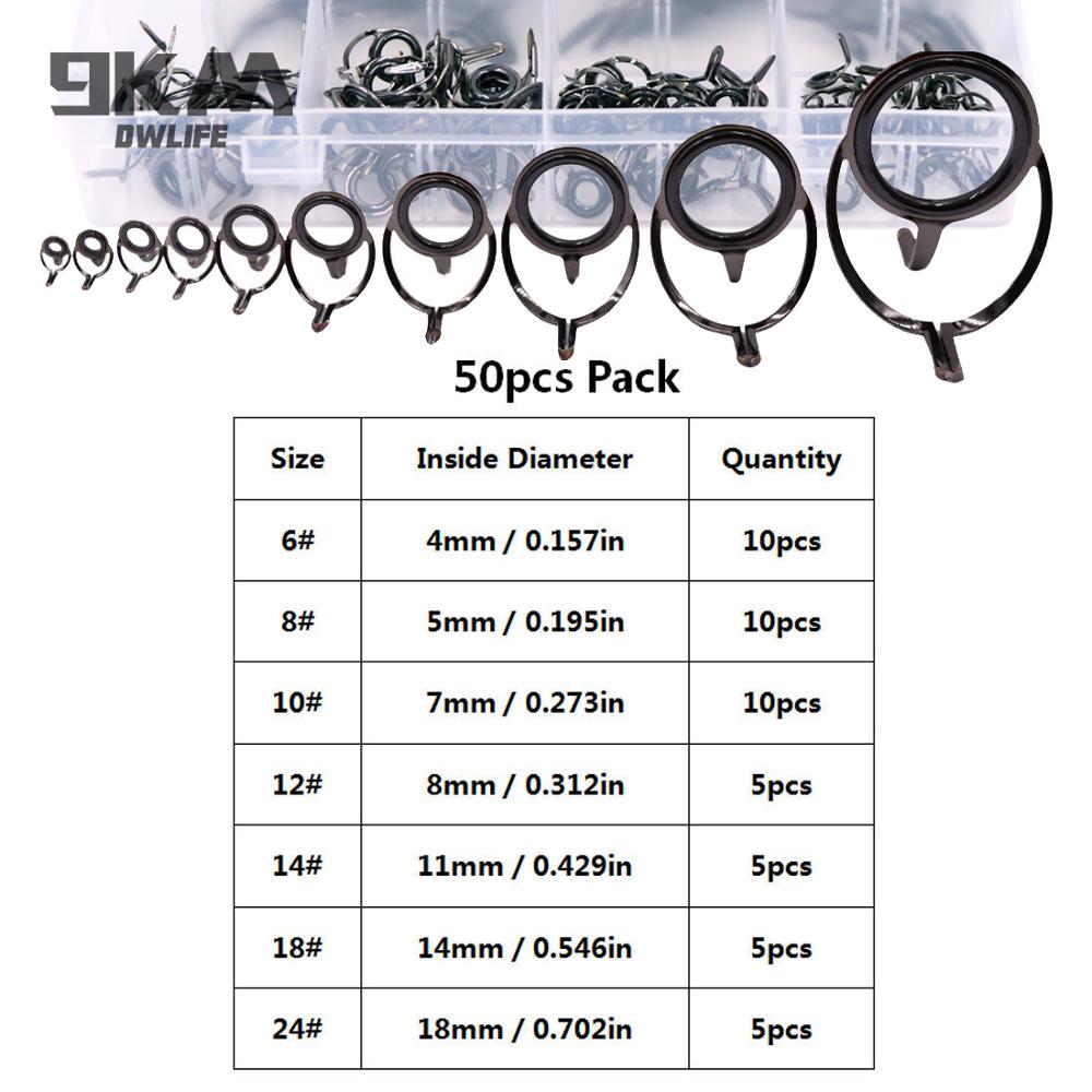 Fishing Rod Guide 50~120Pcs Stainless Steel Ceramics Rings Rod Repair Kit Spinning Casting Mixed Size Replacement Accessories