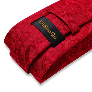 New Design Wedding Men Tie Red  Solid Striped Paisley Neckties For Men Business Dropshipping DiBanGu Hanky Cufflinks Tie Set