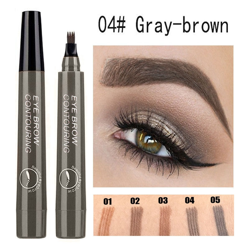 Four-Headed Eyebrow Pencil Waterproof Sweat-Proof Non-Fading Black Brown Liquid Eyebrow Pencil 4-Fork Eyebrow Pencil