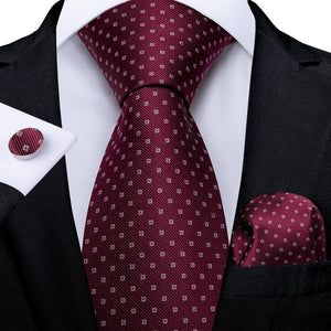 New Design Wedding Men Tie Red  Solid Striped Paisley Neckties For Men Business Dropshipping DiBanGu Hanky Cufflinks Tie Set