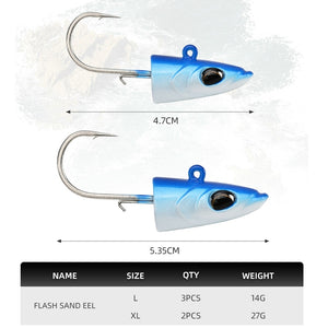 BLUX FLASH SAND EEL 14G/27G Soft Fishing Lure Tail Jig Head Hook Minnow Artificial Bait Saltwater Sea Bass Swimbait Tackle Gear