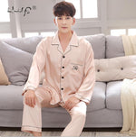 Luxury Pajama suit Satin Silk Pajamas Sets Couple Sleepwear Family Pijama Lover Night Suit Men &amp; Women Casual Home Clothing