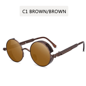 2022 Retro Steampunk Sunglasses Men Women Luxury Brand  Vintage Round Sun Glasses Metal Glasses Fashion Driving Goggle UV400