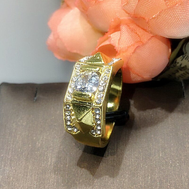 CC Rings For Women And Men Fashion Lovers' Set Ring Cubic Zirconia Yellow Gold Color Wedding Engagement Accessories CC2095