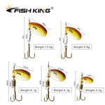 FISH KING 1Pcs New Metal Fishing Lure 3.2g 4.3g 6.1g 9.6g 13.6g Spinner Bait  Hard Baits Sharp Treble Hook Fishing Tackle
