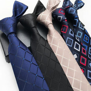 Men&#39;s Fashion Tie 8cm Silk Classic Necktie Yellow Blue Plaid Striped Flower Ties Business Wedding Mans Neckwear Gift Accessories