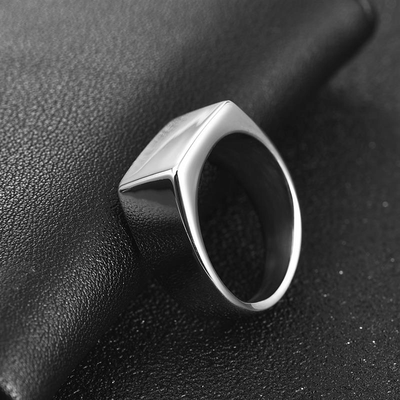 Fashion Men Ring Stainless Steel Simple Style Black Golden Silver Color Square Ring Charm Hiphop Male Jewelry Party Gift