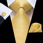 Hi-Tie Silk Men Tie Set Floral Yellow Gold Ties and Handkerchiefs Cufflinks Set Men&#39;s Wedding Party Suit Fashion Neck Tie C-3053