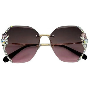 2022 Luxury Brand Design Vintage Rimless Rhinestone Sunglasses Women Men Fashion Gradient Lens Sun Glasses Shades for Female