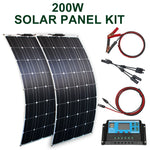 100w 200w flexible solar panel with 10A/20A solar regulator cable for 12v battery charger home roof