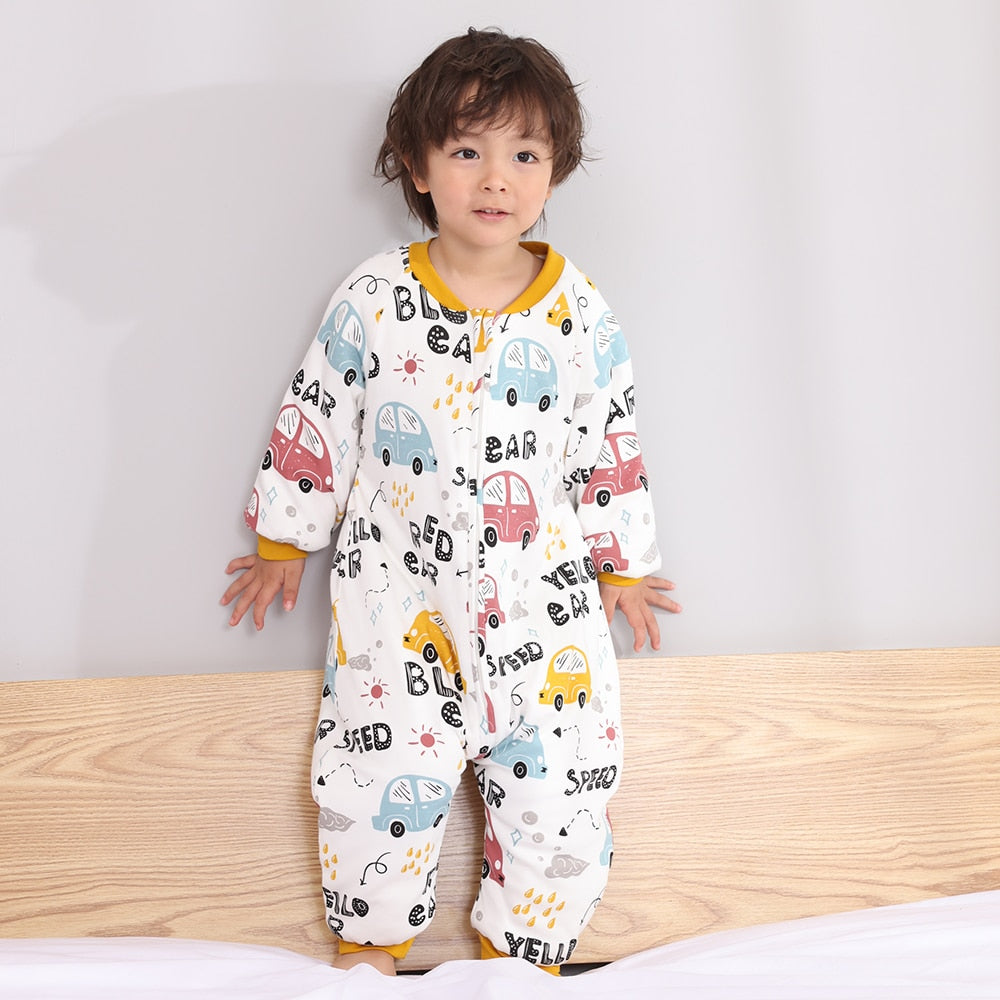 Baby Sleeping Bag Cute Flowers Print Toddler Sleepwear Walk Play Pajamas 2.5Tog Thick Winter Keep Warm Sleepsack 1-4 Years