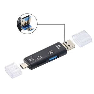 5 in 1 Multifunction USB 3.0 Type C USB Micro USB SD Tf Memory Card Reader OTG Card Reader Adapter Mobile Phone PC Accessories