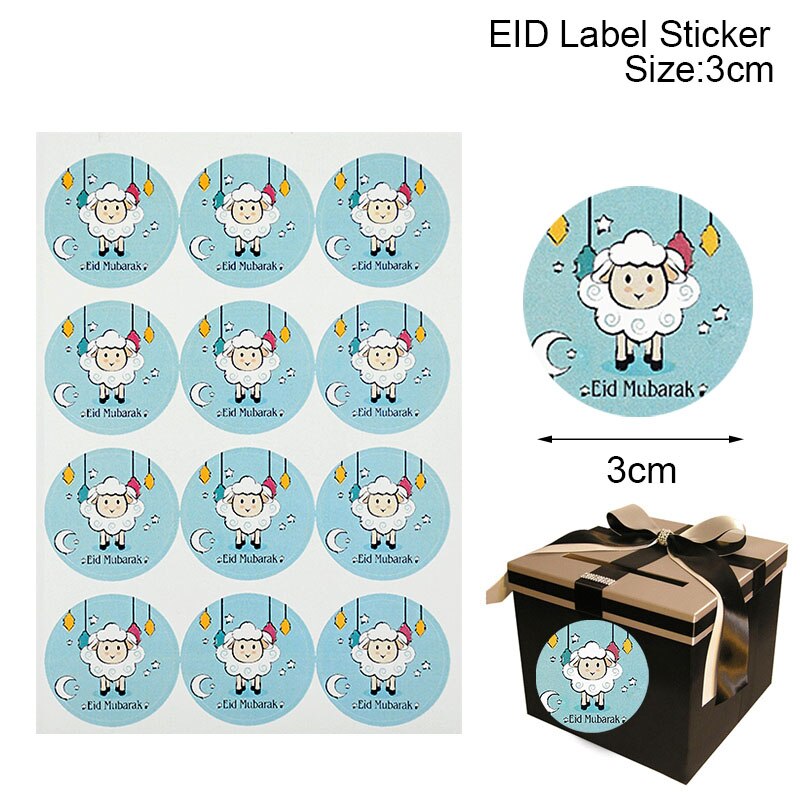 60/120pcs Ramadan EID Mubarak Decorations Paper Sticker Gift Lable Seal Sticker Islamic Muslim Eid al-fitr Decoration Supplies