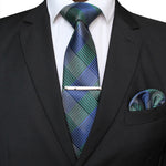 41 Style Men Tie Necktie Pocket Square Party Wedding Fashion Striped Plaid 8cm Silk Woven Business Handkerchief Tie Clip Set