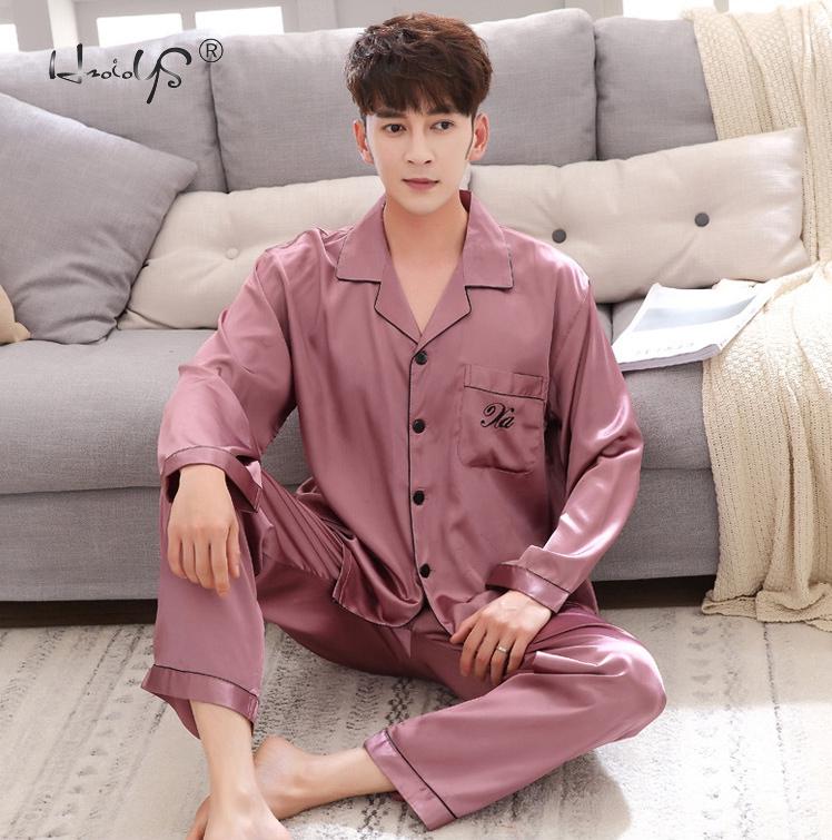 Luxury Pajama suit Satin Silk Pajamas Sets Couple Sleepwear Family Pijama Lover Night Suit Men &amp; Women Casual Home Clothing