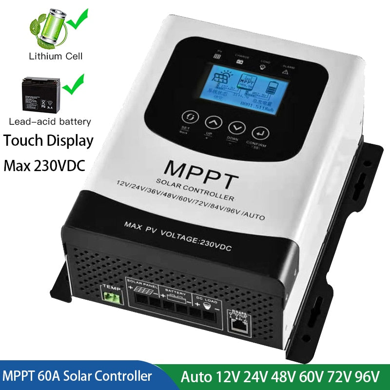 12V 24V 48V 60V 72V 96V 50A 60A 80A MPPT Solar Charge Discharge Controller PV Regulator 230VDC For Lifepo4 Lithium GEL Battery