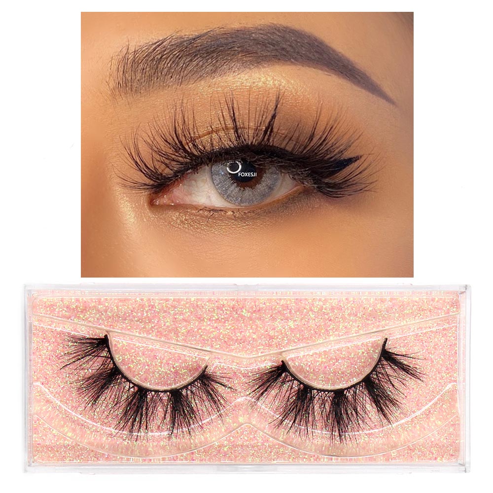 FOXESJI Makeup Eyelashes 3D Mink Lashes Fluffy Soft Wispy Natural Cross Lash Extension Reusable Fake Lashes Mink False Eyelashes