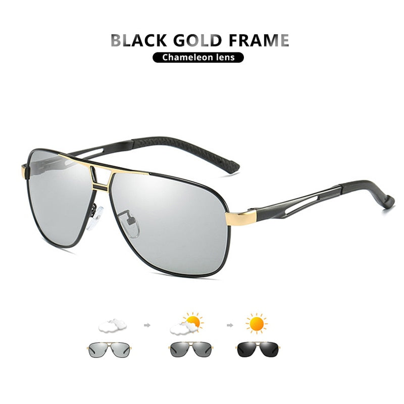 Top Aluminum Magnesium Square Polarized  Photochromic Sunglasses Men Sun Glasses Military Safety Driving Oculos De Sol Masculino