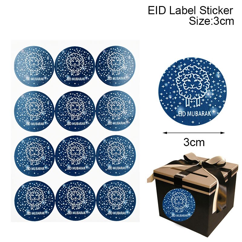 60/120pcs Ramadan EID Mubarak Decorations Paper Sticker Gift Lable Seal Sticker Islamic Muslim Eid al-fitr Decoration Supplies