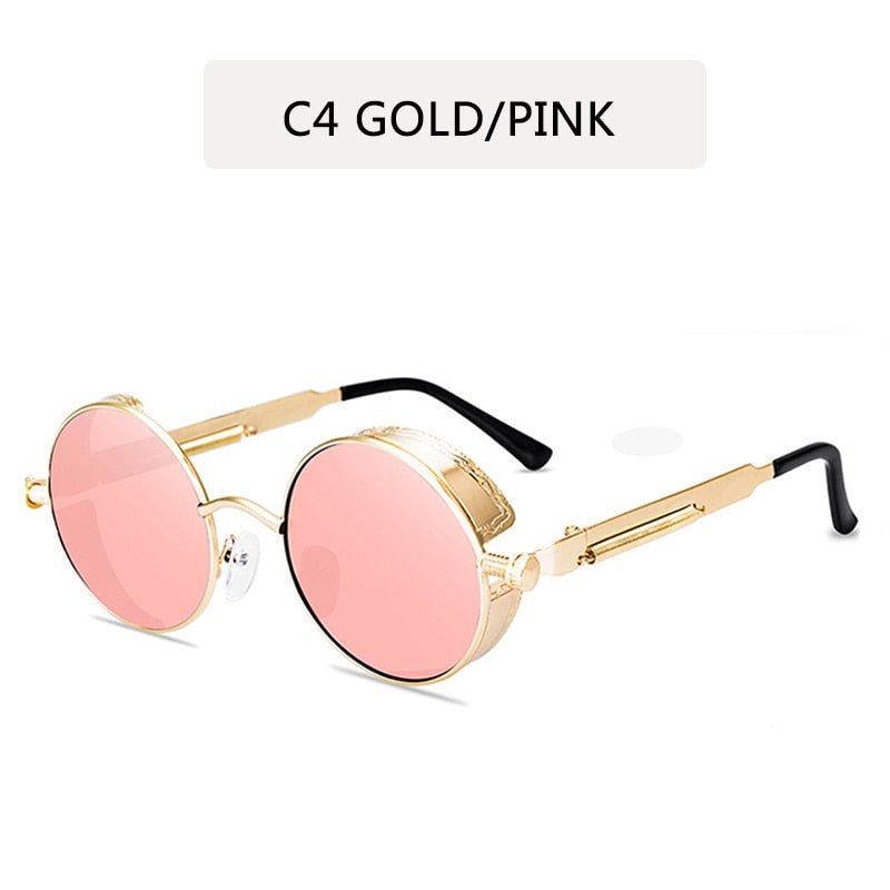 2022 Retro Steampunk Sunglasses Men Women Luxury Brand  Vintage Round Sun Glasses Metal Glasses Fashion Driving Goggle UV400