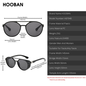 HOOBAN Classic Steampunk Sunglasses Men Fashion Round Glasses For Male Vintage Brand Designer Eyeglasses Shade Outdoor UV400