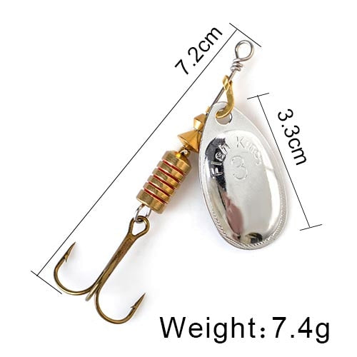 FISH KING Spinner Bait 3.9g 4.6g 7.4g 10.8g 15g Rotating Spinners Spoon Lures pike Metal With Treble Hooks Fishing Lure