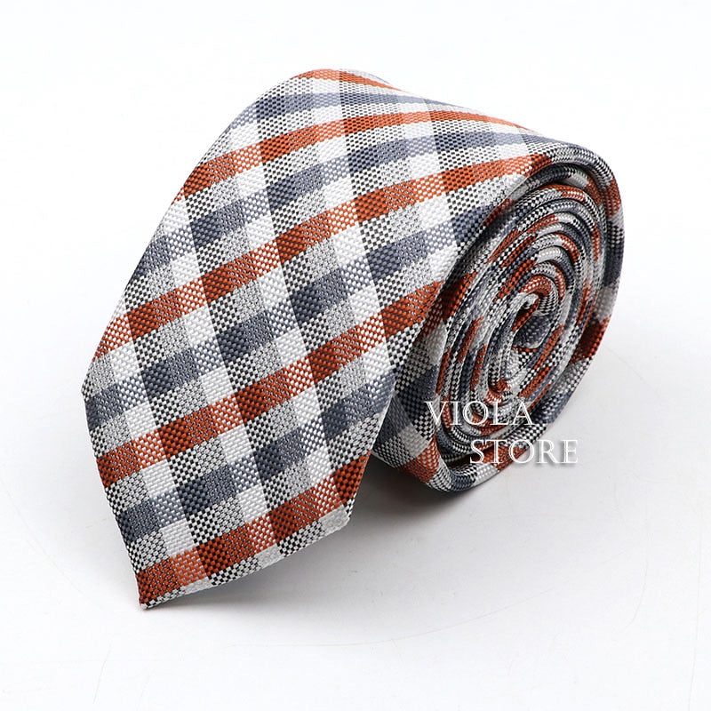 Classic Plaid Polyester Necktie 7cm Fashion Young Male Office Tie Party Daily Casual Suit Striped Cravat Top Men Gift Accessory