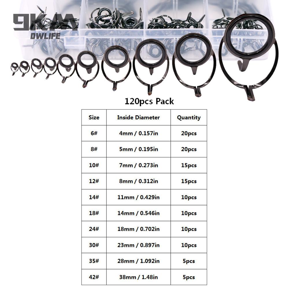 Fishing Rod Guide 50~120Pcs Stainless Steel Ceramics Rings Rod Repair Kit Spinning Casting Mixed Size Replacement Accessories