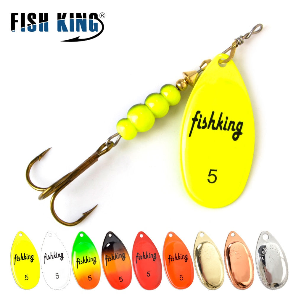 FISH KING Spinner Bait 3.9g 4.6g 7.4g 10.8g 15g Rotating Spinners Spoon Lures pike Metal With Treble Hooks Fishing Lure