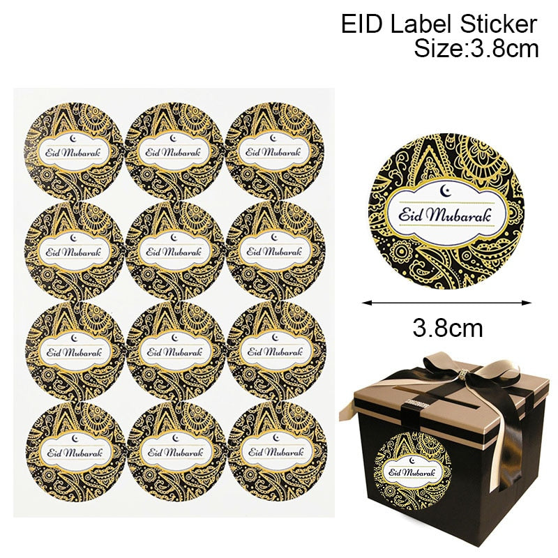 60/120pcs Ramadan EID Mubarak Decorations Paper Sticker Gift Lable Seal Sticker Islamic Muslim Eid al-fitr Decoration Supplies