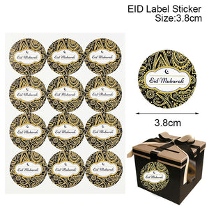 60/120pcs Ramadan EID Mubarak Decorations Paper Sticker Gift Lable Seal Sticker Islamic Muslim Eid al-fitr Decoration Supplies