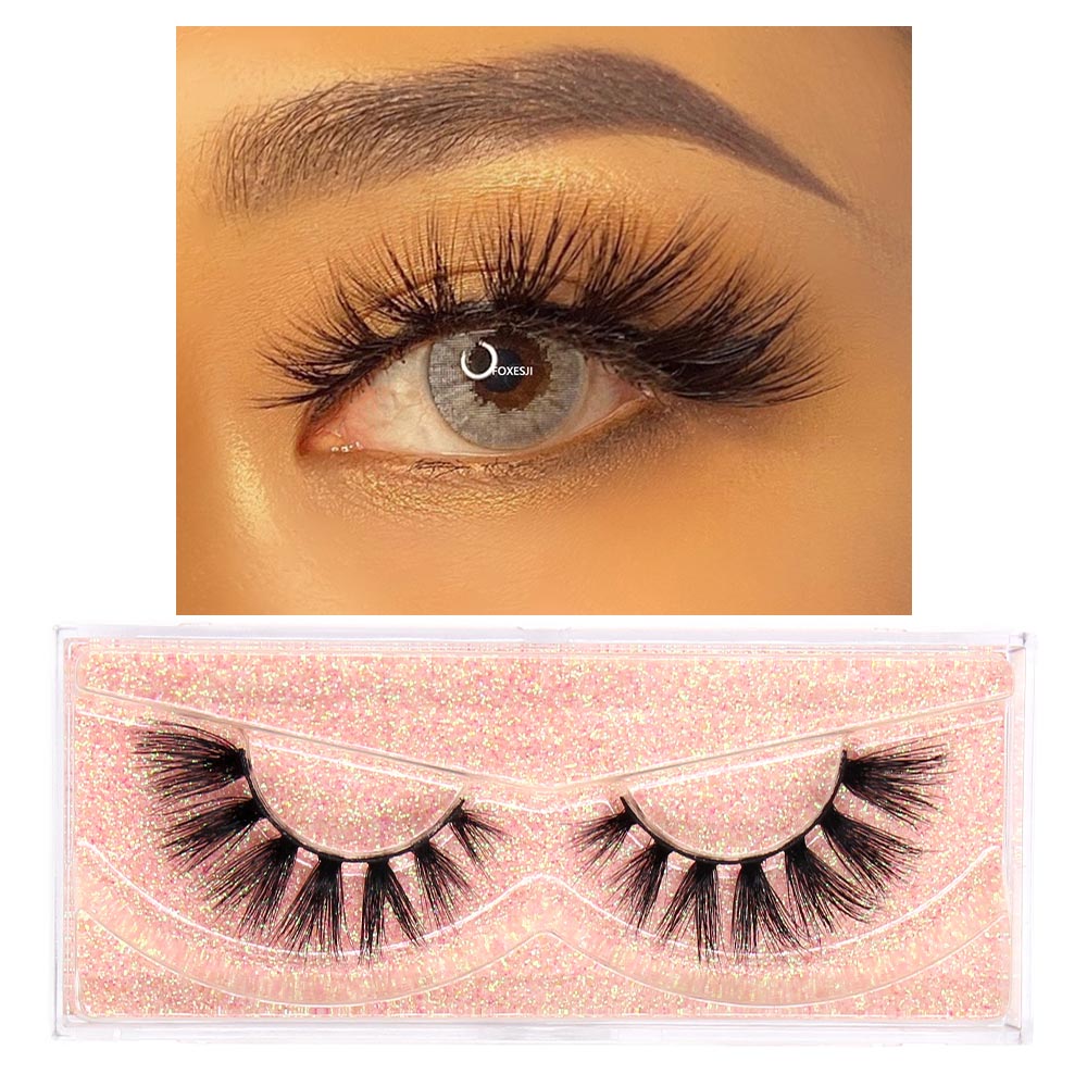 FOXESJI Makeup Eyelashes 3D Mink Lashes Fluffy Soft Wispy Natural Cross Lash Extension Reusable Fake Lashes Mink False Eyelashes