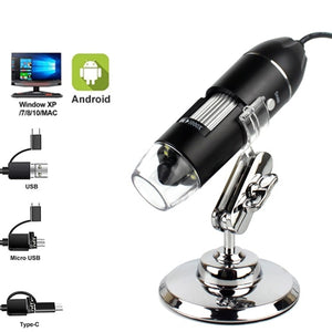 Professional USB Digital Microscope 1000X 1600X 8 LEDs 2MP Electronic Microscope Endoscope Zoom Camera Magnifier+ Lift Stand