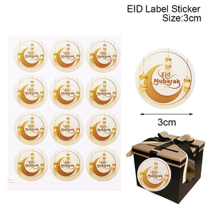 60/120pcs Ramadan EID Mubarak Decorations Paper Sticker Gift Lable Seal Sticker Islamic Muslim Eid al-fitr Decoration Supplies